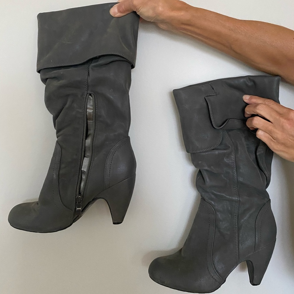 Charcoal Gray Heeled Boots